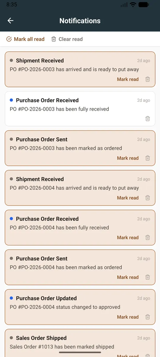 Notifications on the phone